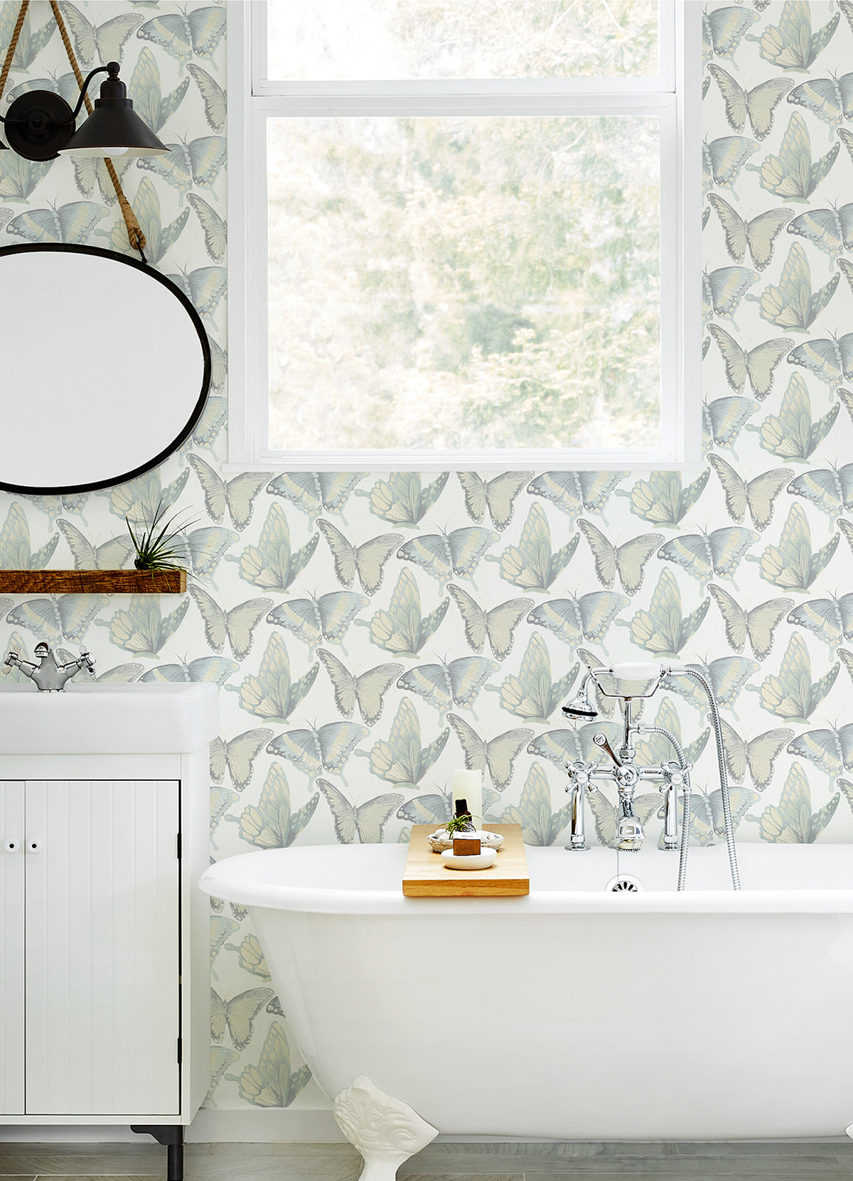 Janetta Mint Butterfly Wallpaper  | Brewster Wallcovering - The WorkRm