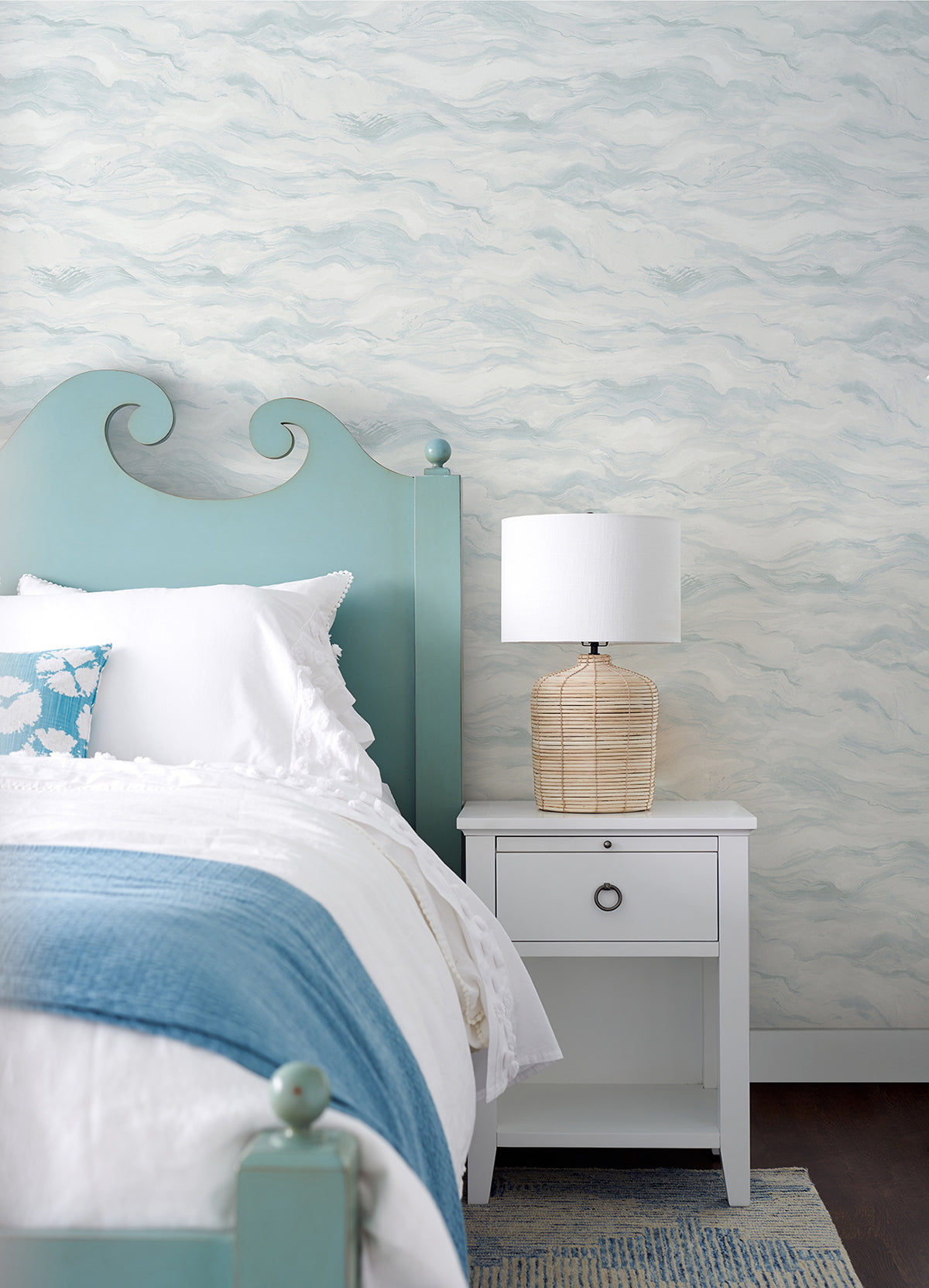 Cirrus Blue Wave Wallpaper  | Brewster Wallcovering - The WorkRm