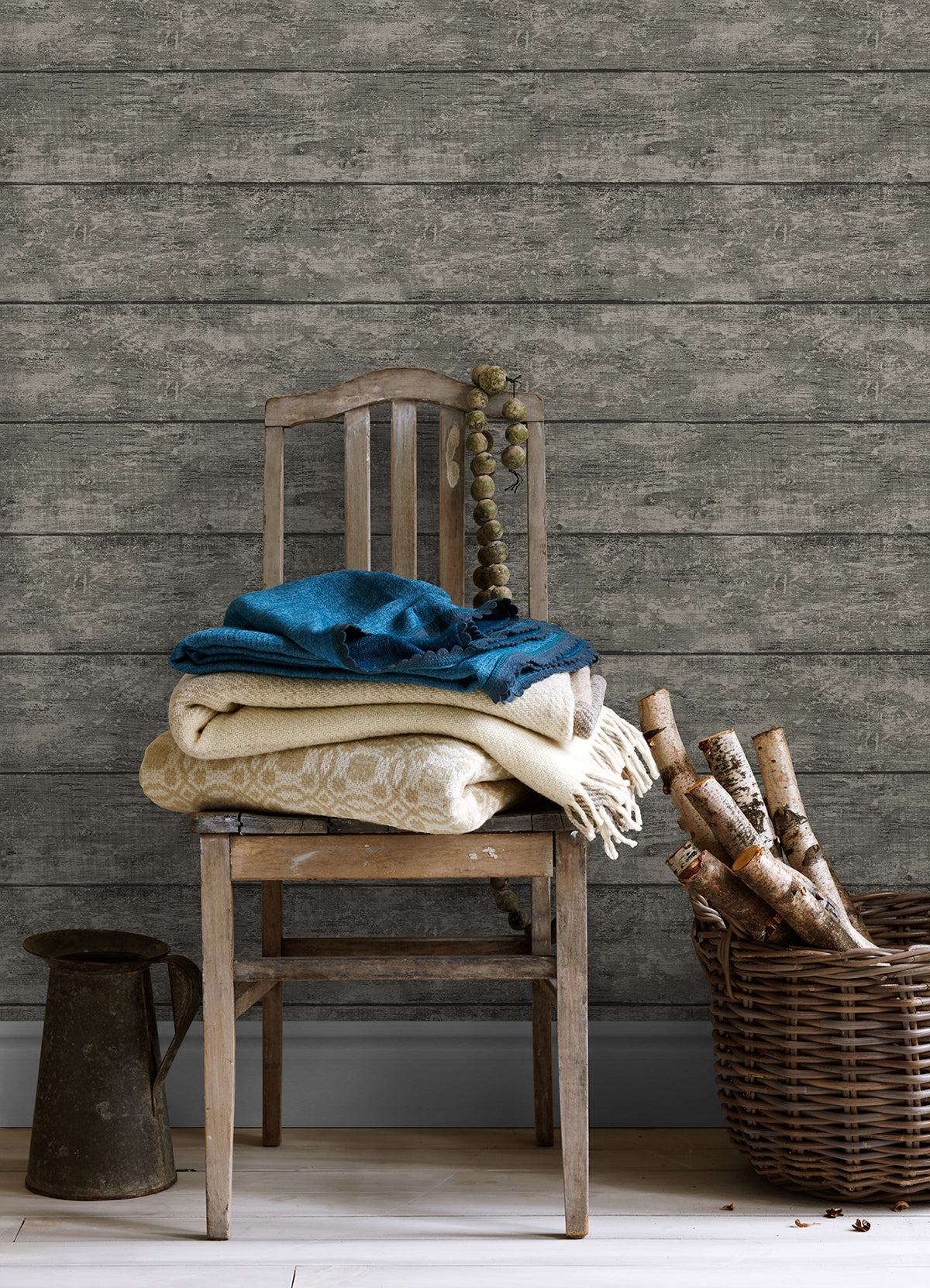 Cabin Charcoal Wood Planks Wallpaper  | Brewster Wallcovering - The WorkRm