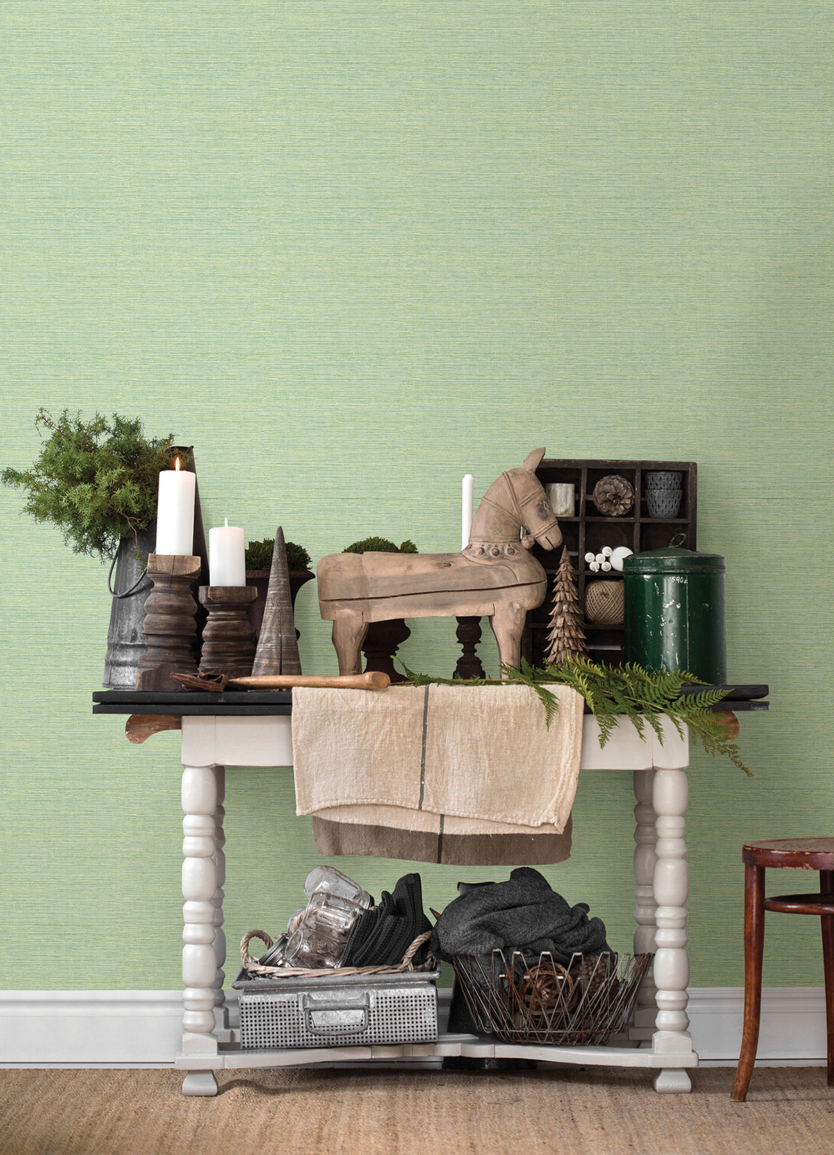 Agave Green Faux Grasscloth Wallpaper  | Brewster Wallcovering - The WorkRm