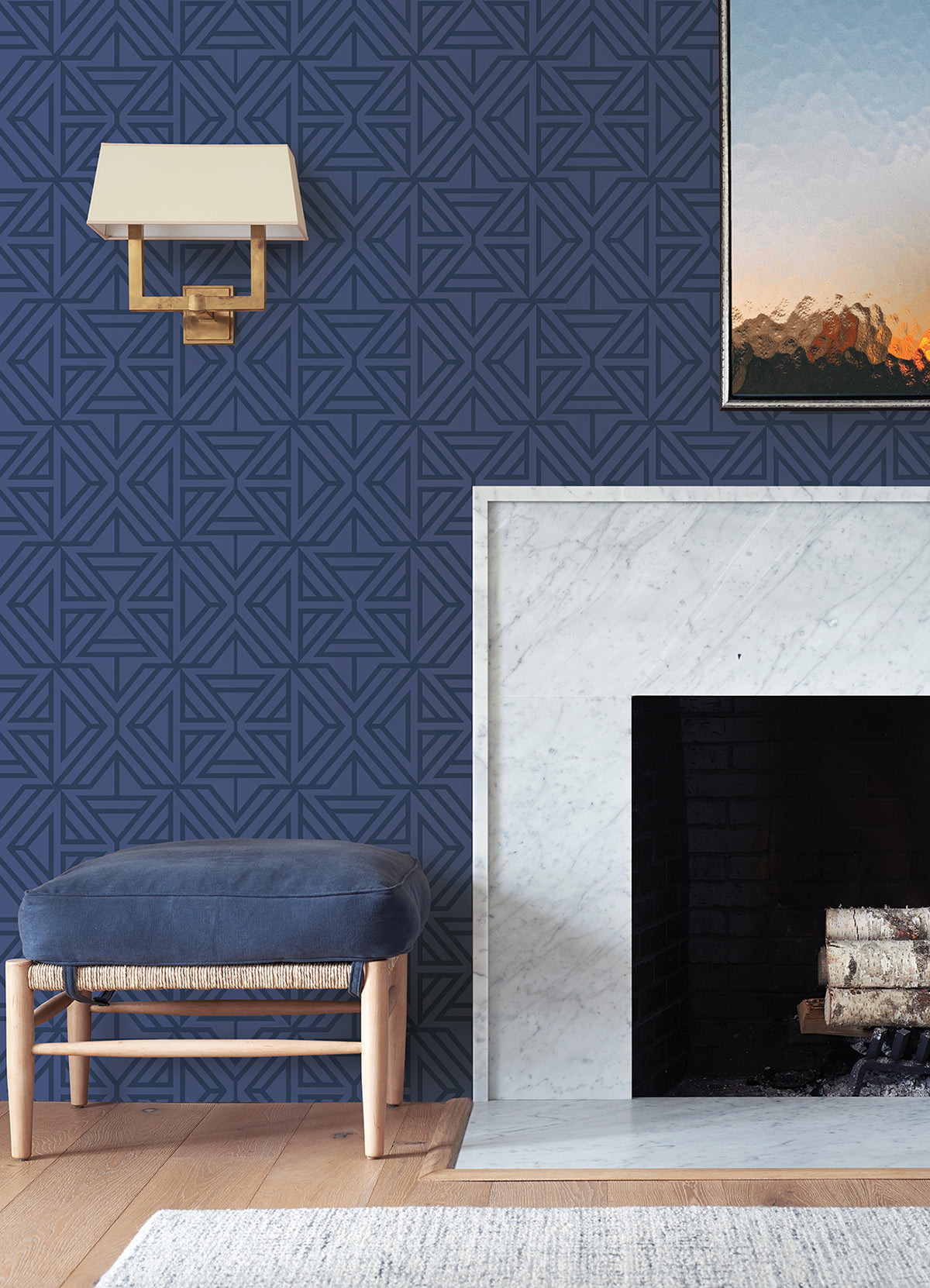 Blue Linear Peel and Stick Wallpaper - Brewster Wallcovering