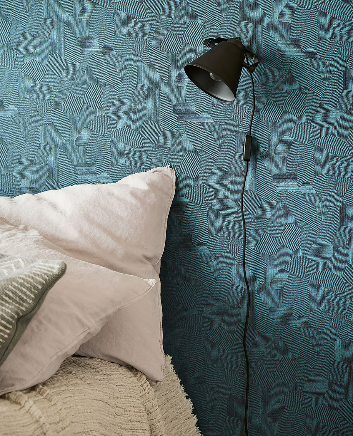 Clio Blue Lined Geometric Wallpaper  | Brewster Wallcovering - The WorkRm