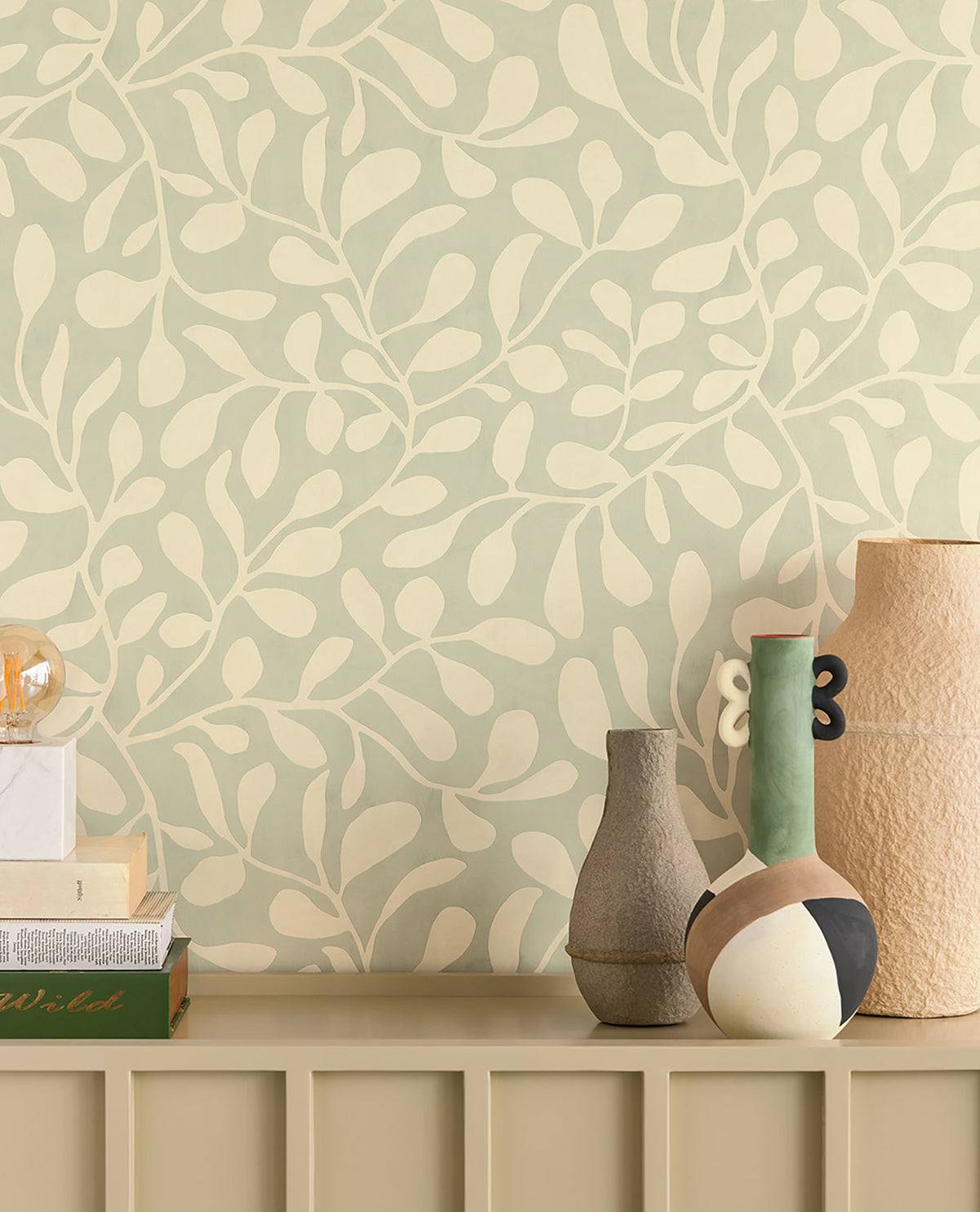 Fiona Light Blue Leafy Vines Wallpaper  | Brewster Wallcovering - The WorkRm