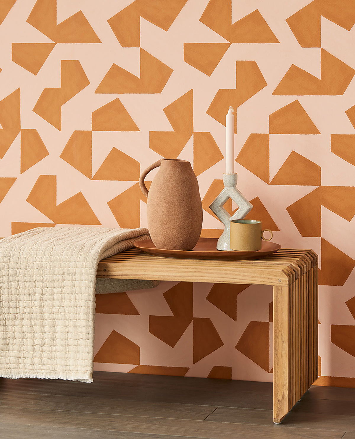 Azad Rust Abstract Geometric Wallpaper  | Brewster Wallcovering - The WorkRm