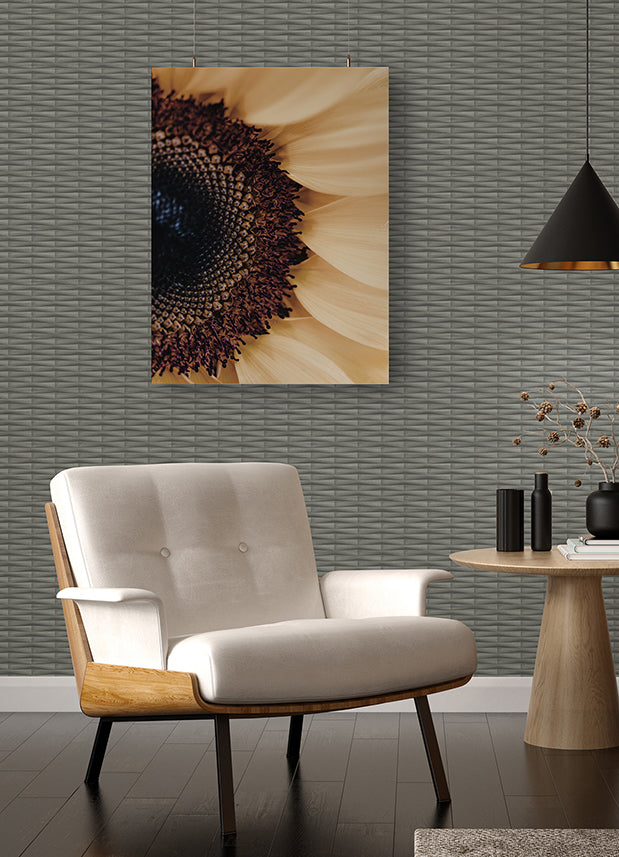 Gator Slate Geometric Stripe Wallpaper - Brewster Wallcovering