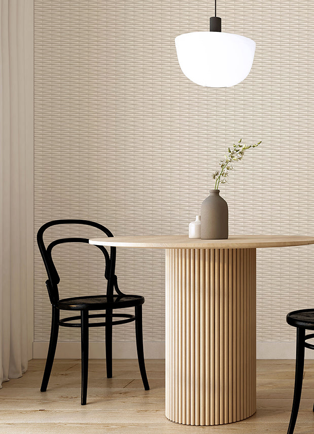 Gator Beige Geometric Stripe Wallpaper - Brewster Wallcovering