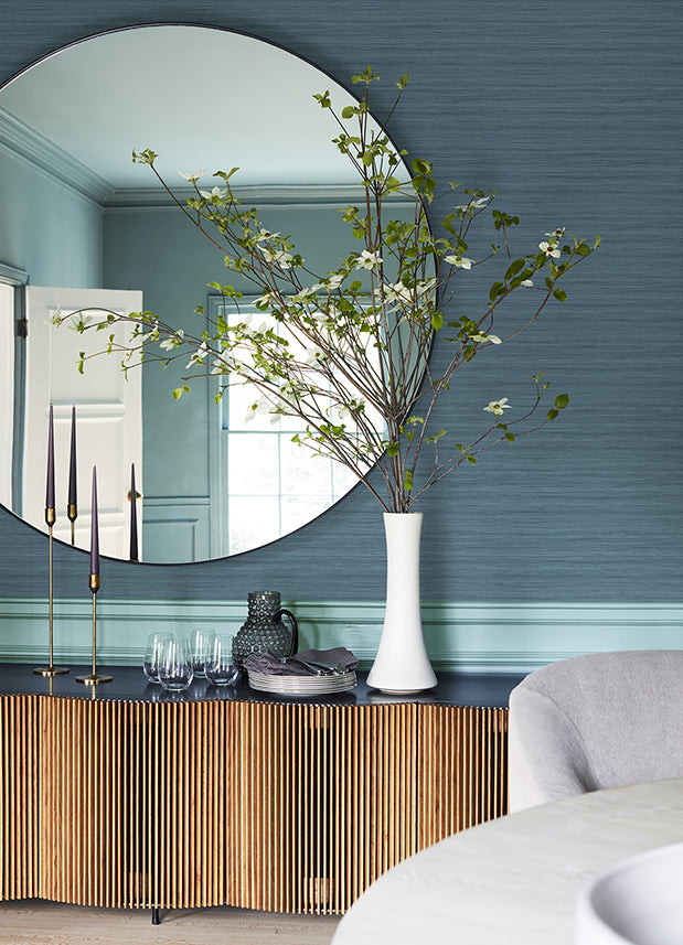 Shantung Blue Silk Wallpaper  | Brewster Wallcovering - The WorkRm