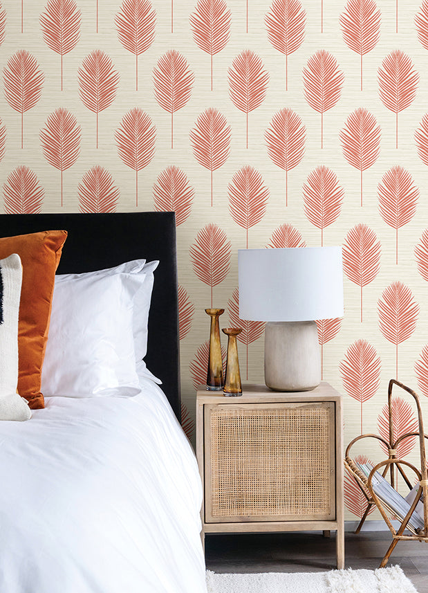 Bali Coral Fern Wallpaper - Brewster Wallcovering