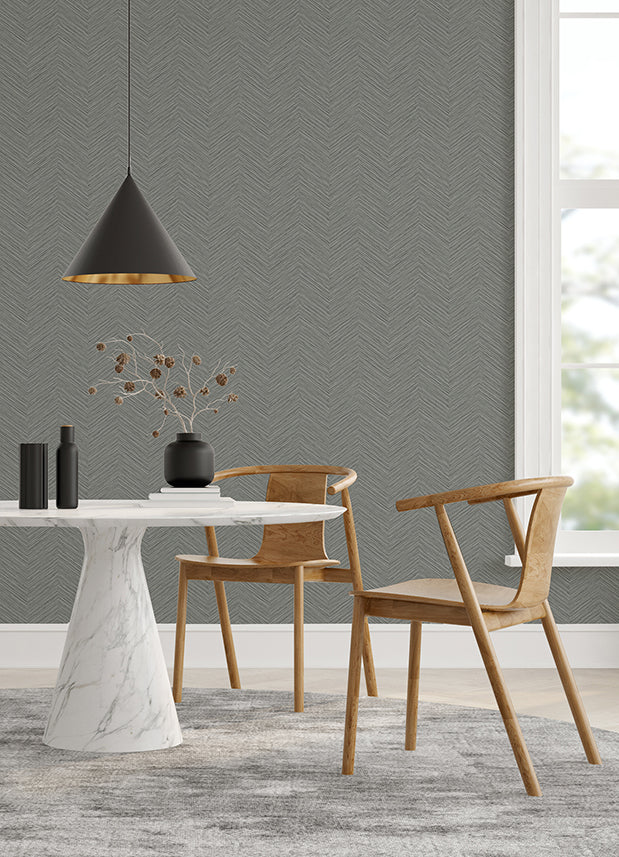 Apex Grey Weave Wallpaper - Brewster Wallcovering