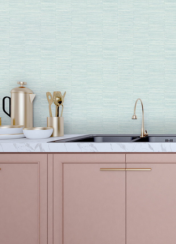 Jenga Aqua Striped Column Wallpaper  | Brewster Wallcovering - The WorkRm