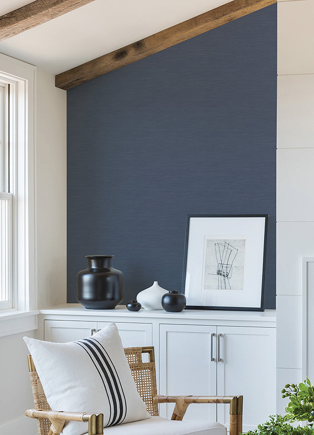 Moroccan Blue Sisal Texture Wallpaper  | Brewster Wallcovering