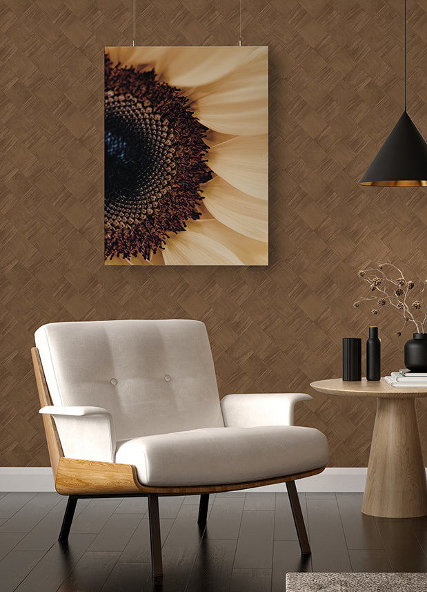 Thriller Chestnut Wood Tile Wallpaper  | Brewster Wallcovering