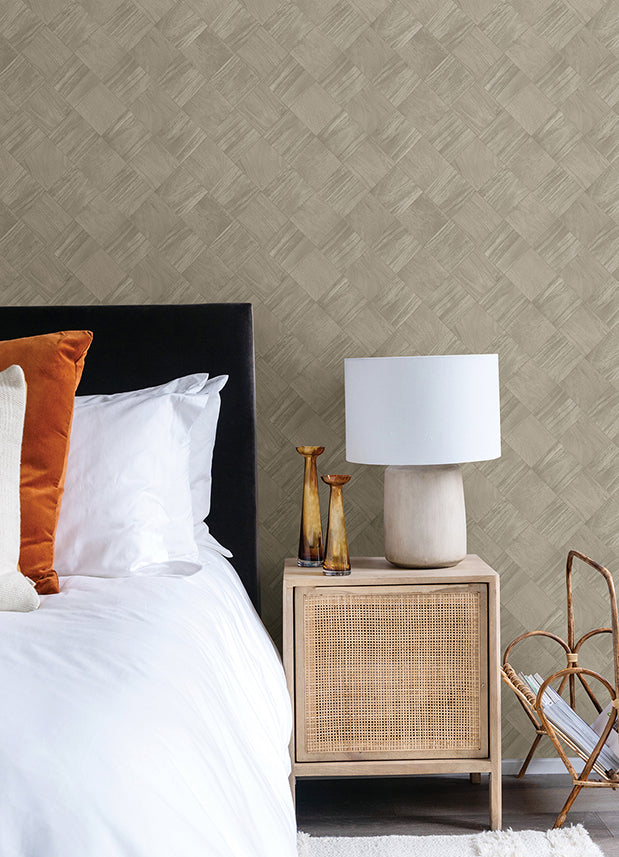 Thriller Grey Wood Tile Wallpaper  | Brewster Wallcovering