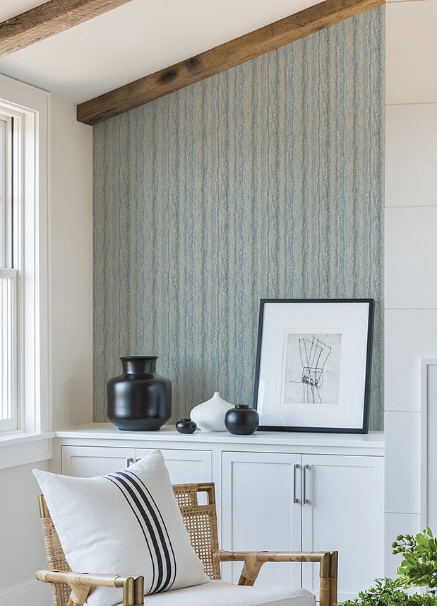 Hilton Blue Marbled Paper Wallpaper - Brewster Wallcovering