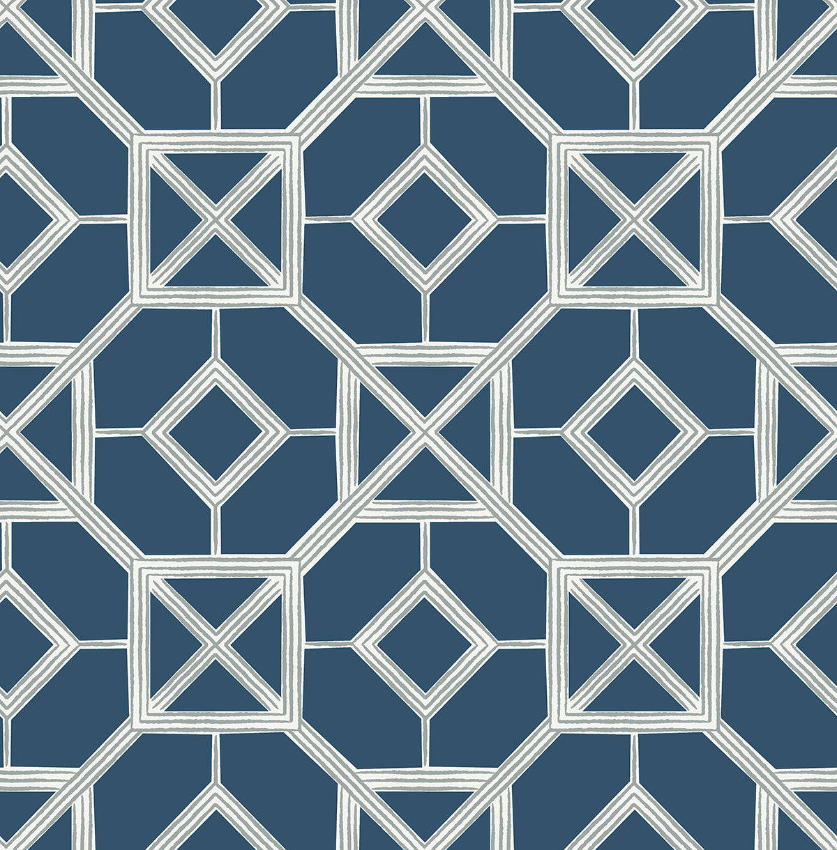 Picture of Livia Dark Blue Trellis Wallpaper