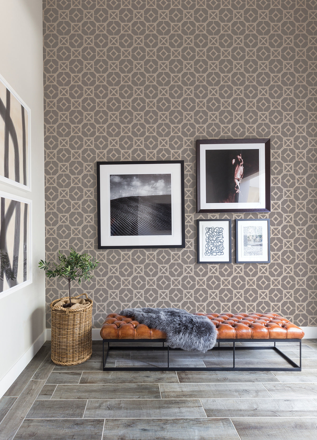 Livia Mauve Trellis Wallpaper  | Brewster Wallcovering - The WorkRm