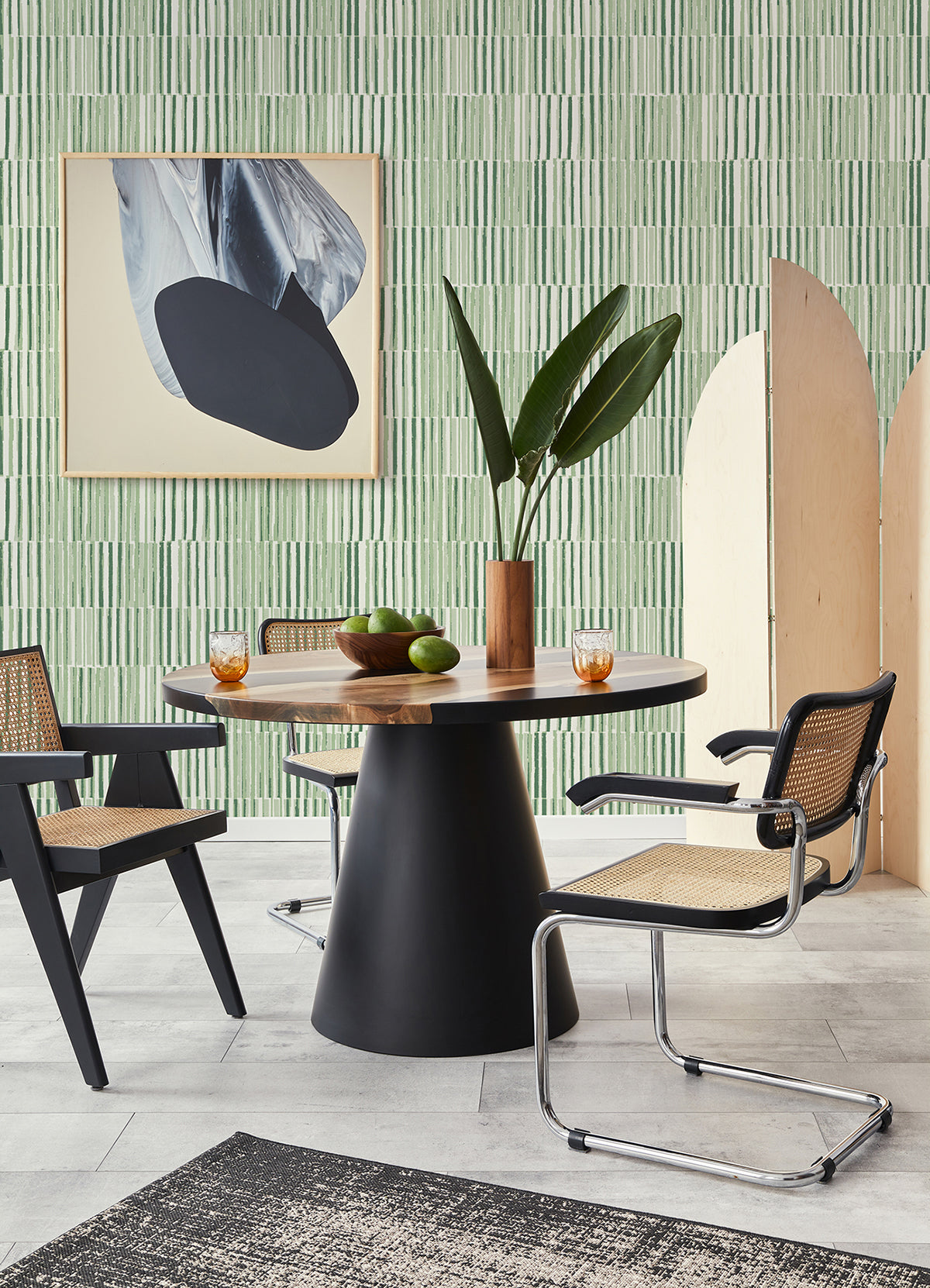 Sabah Green Stripe Wallpaper  | Brewster Wallcovering - The WorkRm