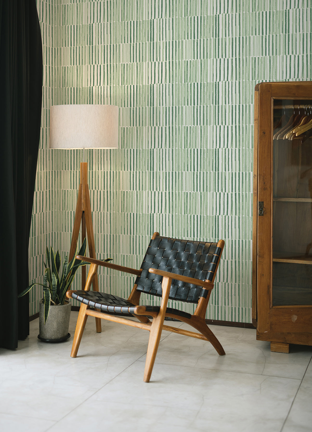 Sabah Green Stripe Wallpaper  | Brewster Wallcovering - The WorkRm