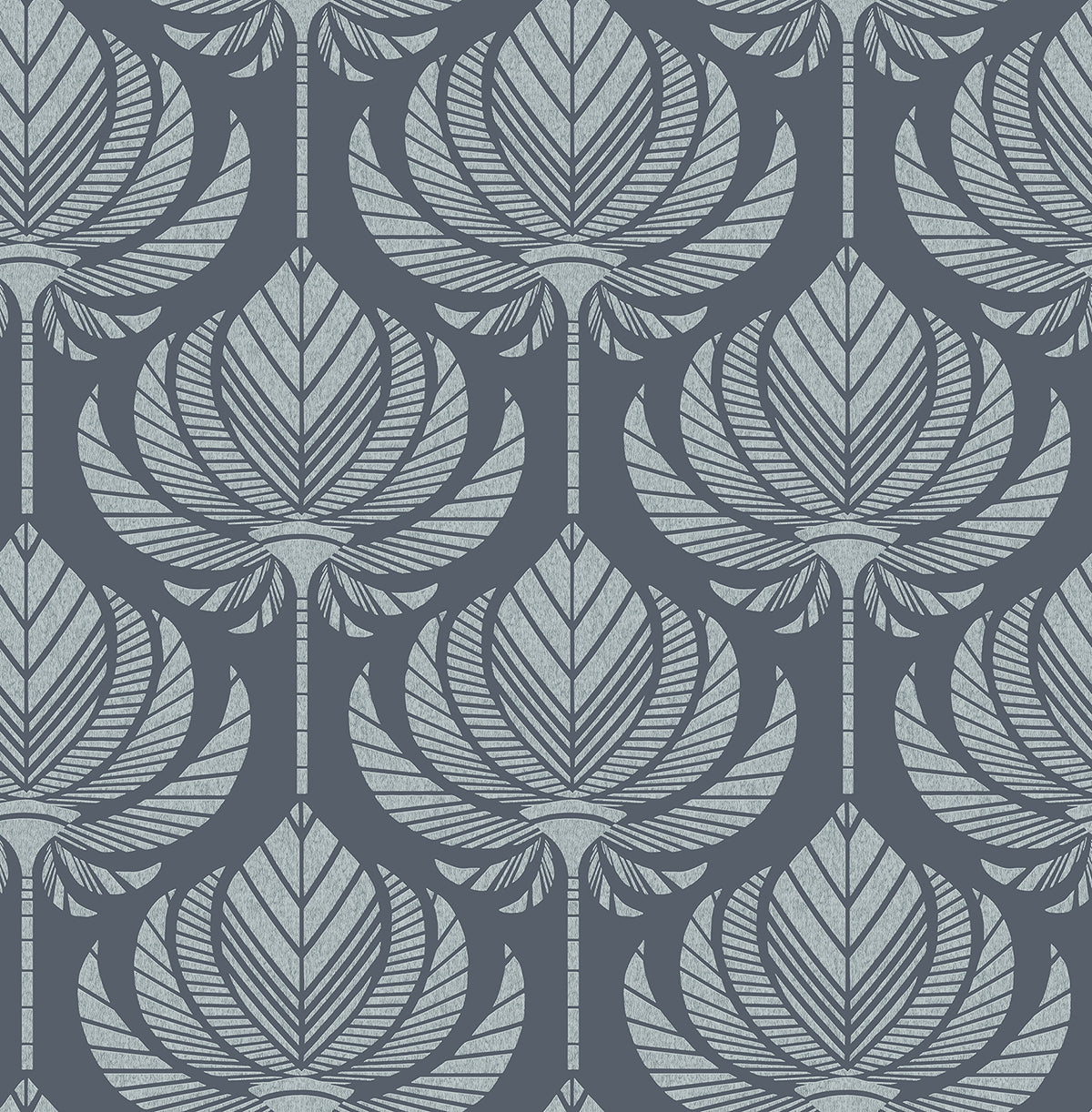 Picture of Palmier Navy Lotus Fan Wallpaper