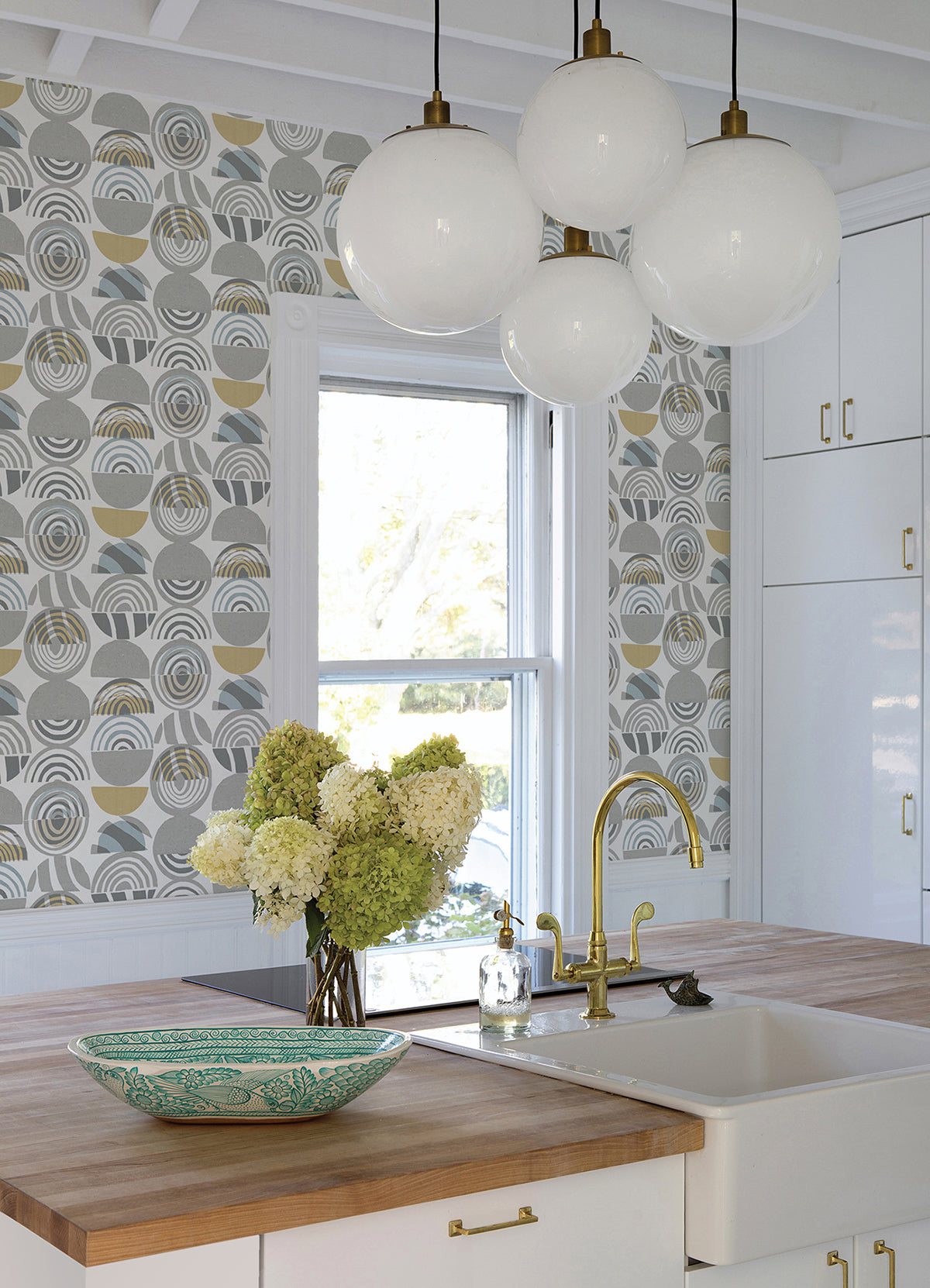 Mahe Grey Mod Geometric Wallpaper  | Brewster Wallcovering - The WorkRm