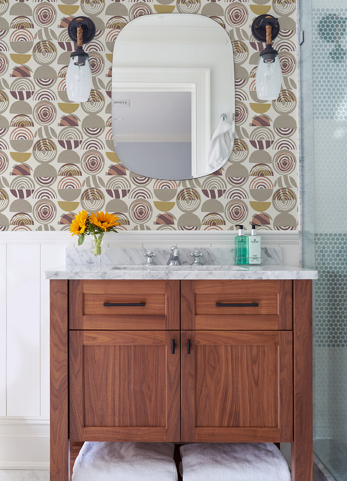 Mahe Plum Mod Geometric Wallpaper  | Brewster Wallcovering - The WorkRm