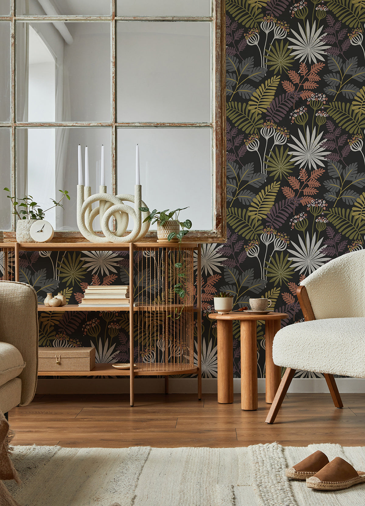 Praslin Black Botanical Wallpaper  | Brewster Wallcovering - The WorkRm