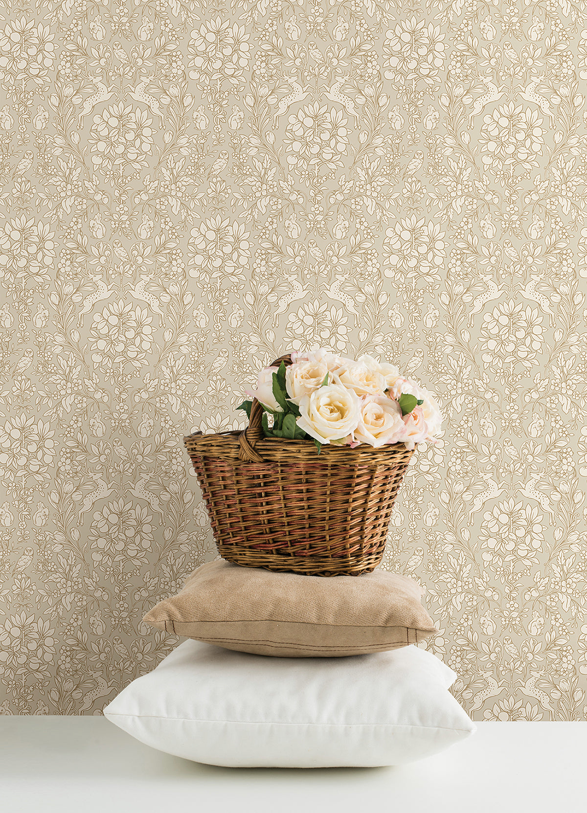 Taupe Enchanted Peel and Stick Wallpaper - Brewster Wallcovering