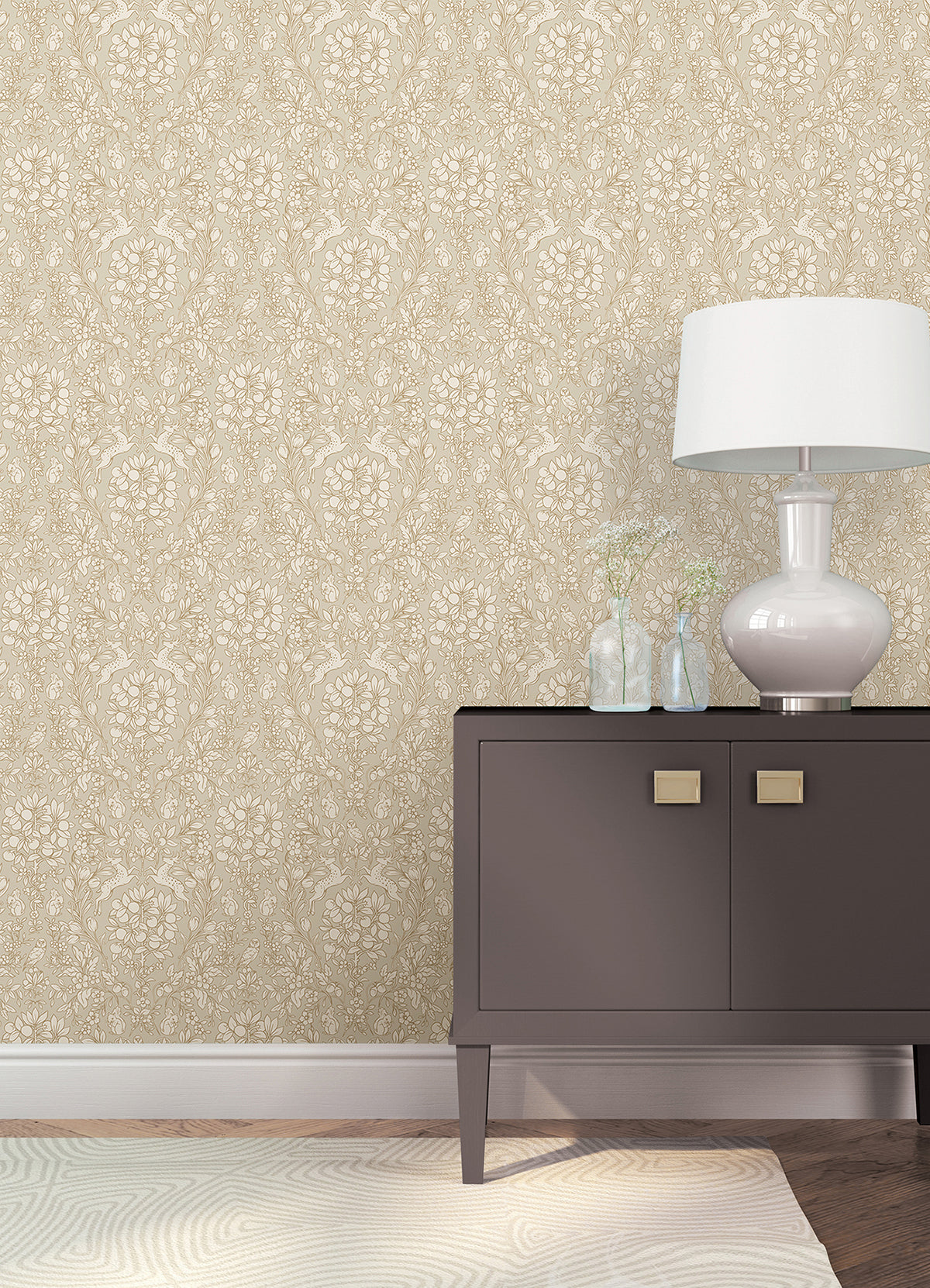 Taupe Enchanted Peel and Stick Wallpaper - Brewster Wallcovering