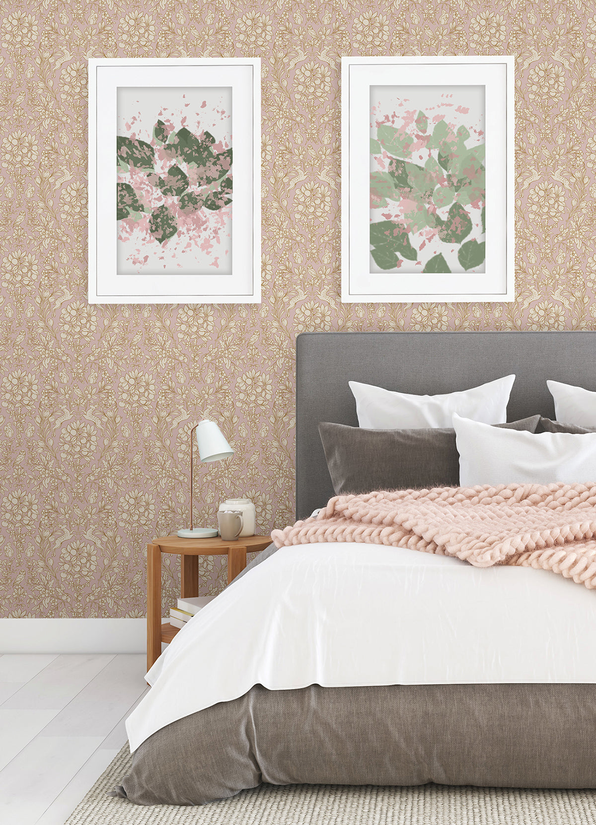 Blush Enchanted Peel and Stick Wallpaper - Brewster Wallcovering