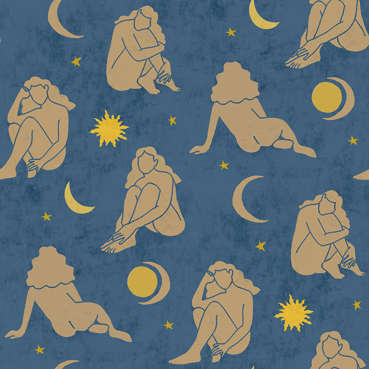 Picture of Dark Blue Nudes Novelty Peel and Stick Wallpaper