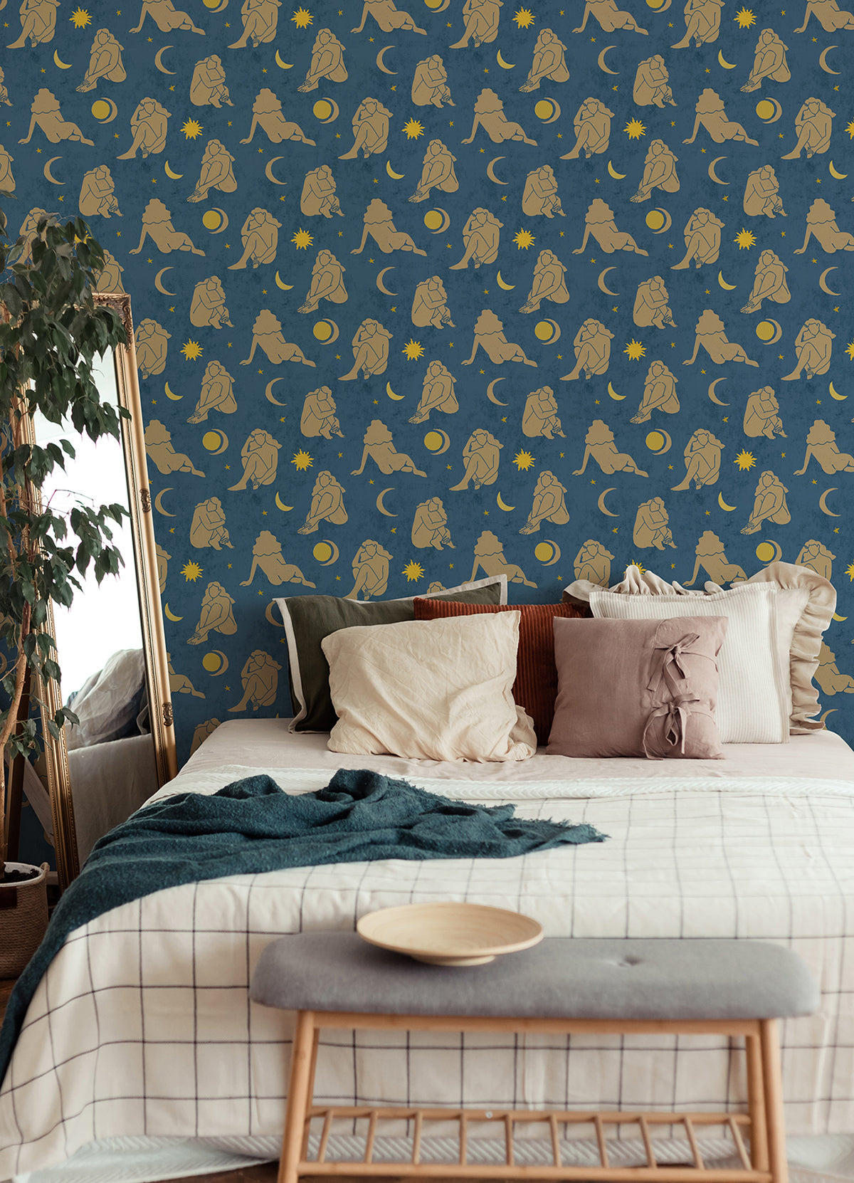 Dark Blue Nudes Novelty Peel and Stick Wallpaper - Brewster Wallcovering