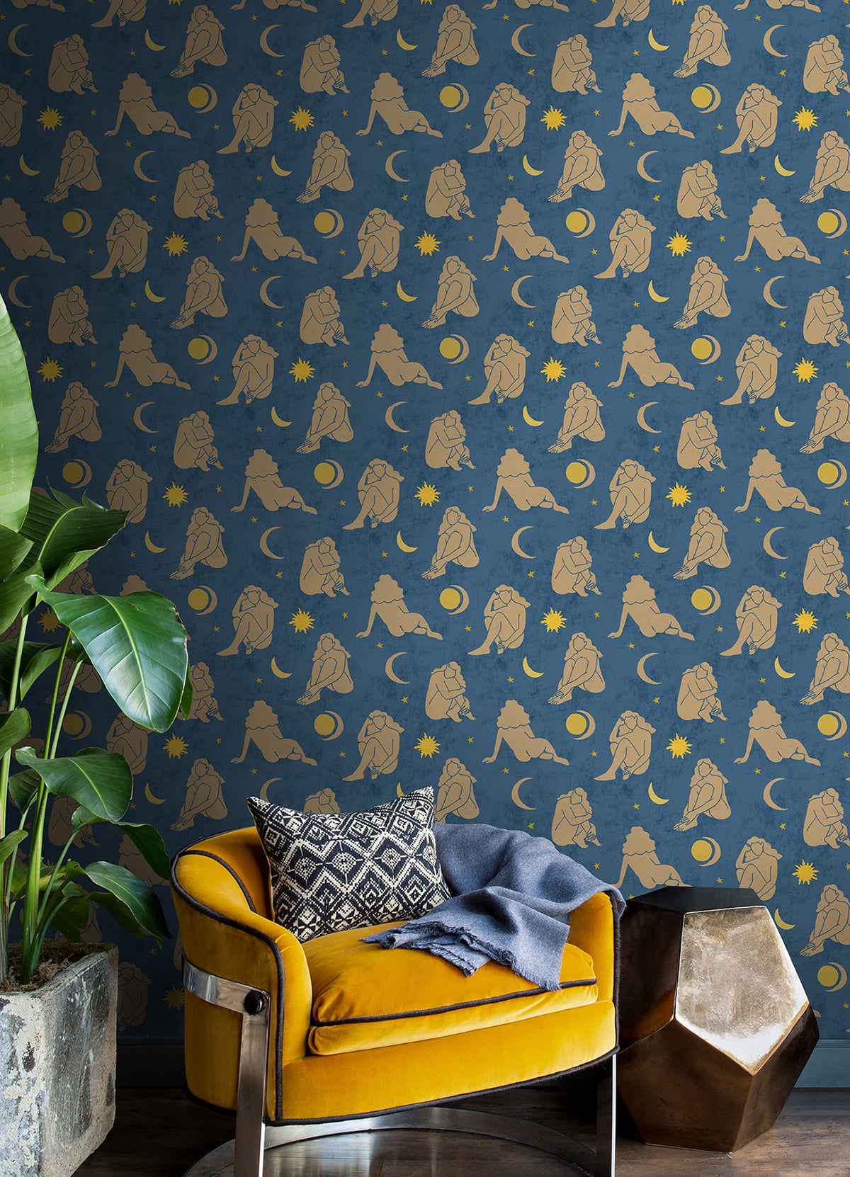 Dark Blue Nudes Novelty Peel and Stick Wallpaper - Brewster Wallcovering