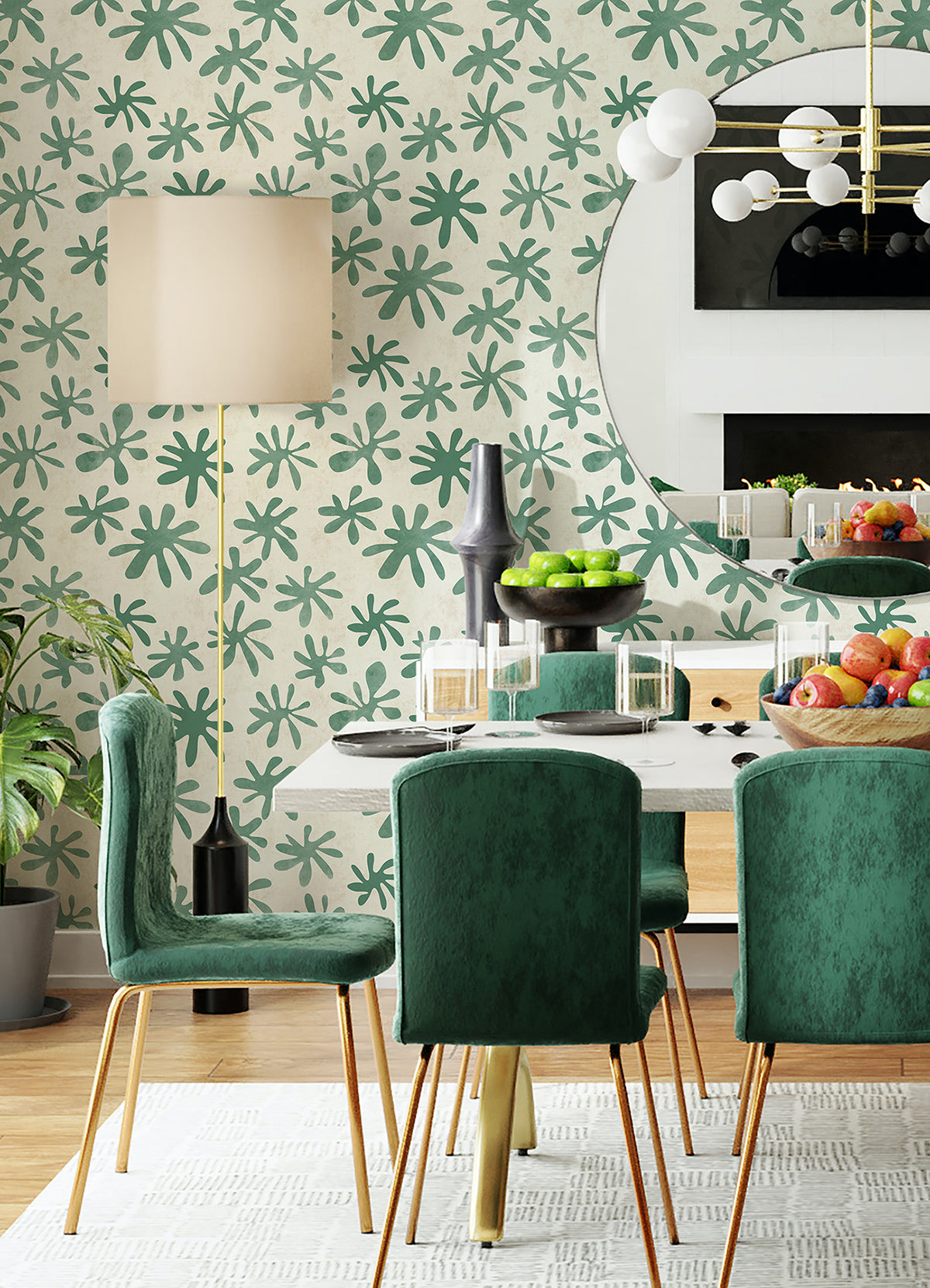 Green Field of Flowers Peel and Stick Wallpaper - Brewster Wallcovering