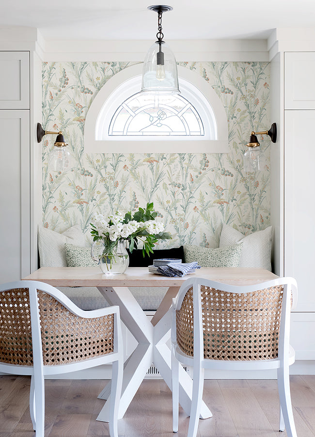 Hillaire Teal Meadow Wallpaper  | Brewster Wallcovering - The WorkRm