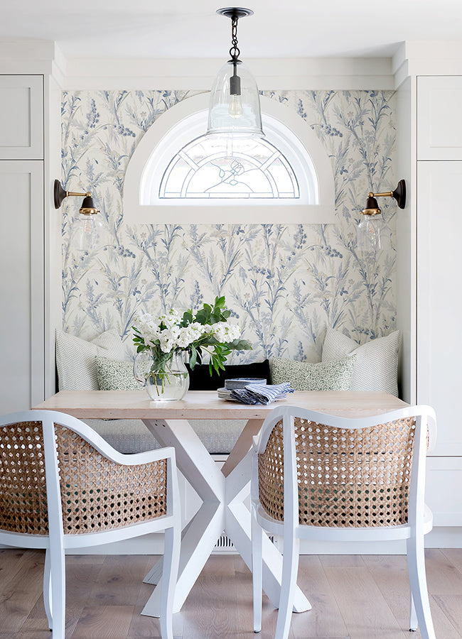 Hillaire Navy Meadow Wallpaper  | Brewster Wallcovering - The WorkRm