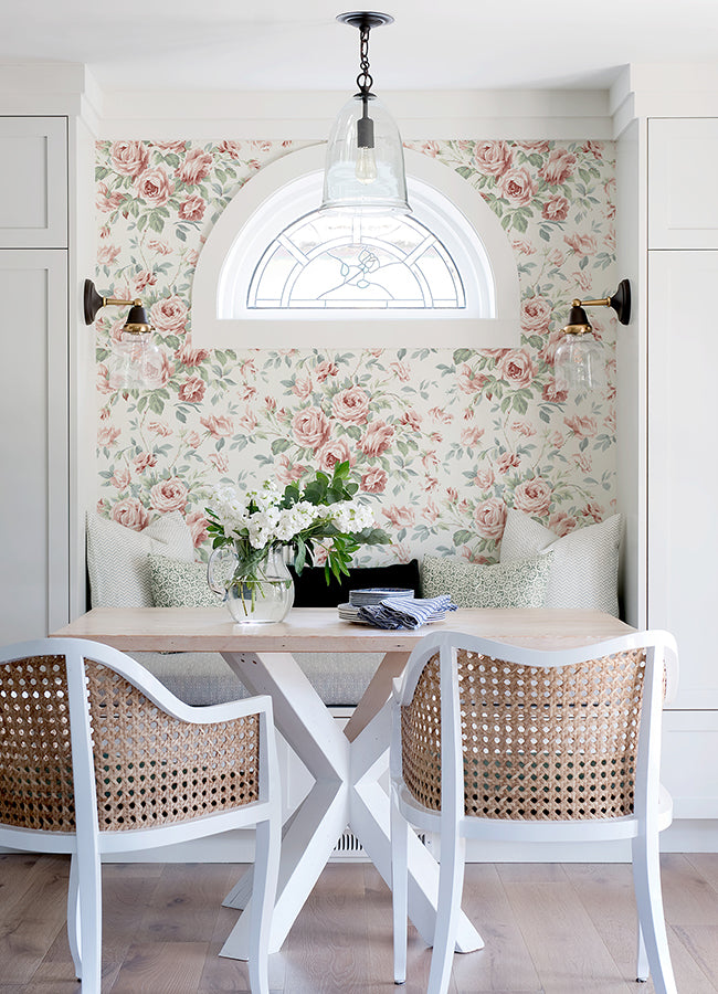 Manon Raspberry Rose Stitch Wallpaper  | Brewster Wallcovering - The WorkRm