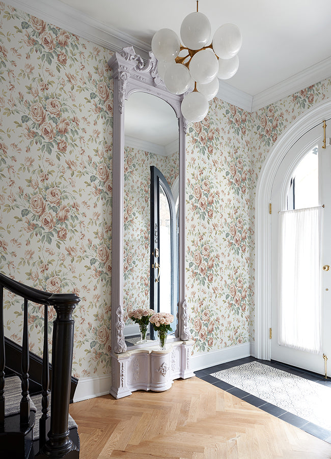 Manon Blush Rose Stitch Wallpaper  | Brewster Wallcovering - The WorkRm