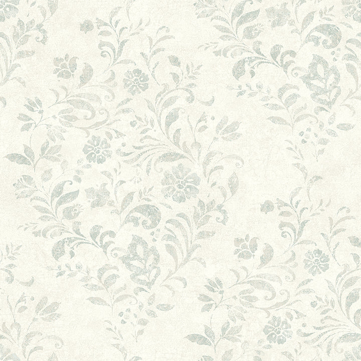 Picture of Isidore Aqua Scroll Wallpaper