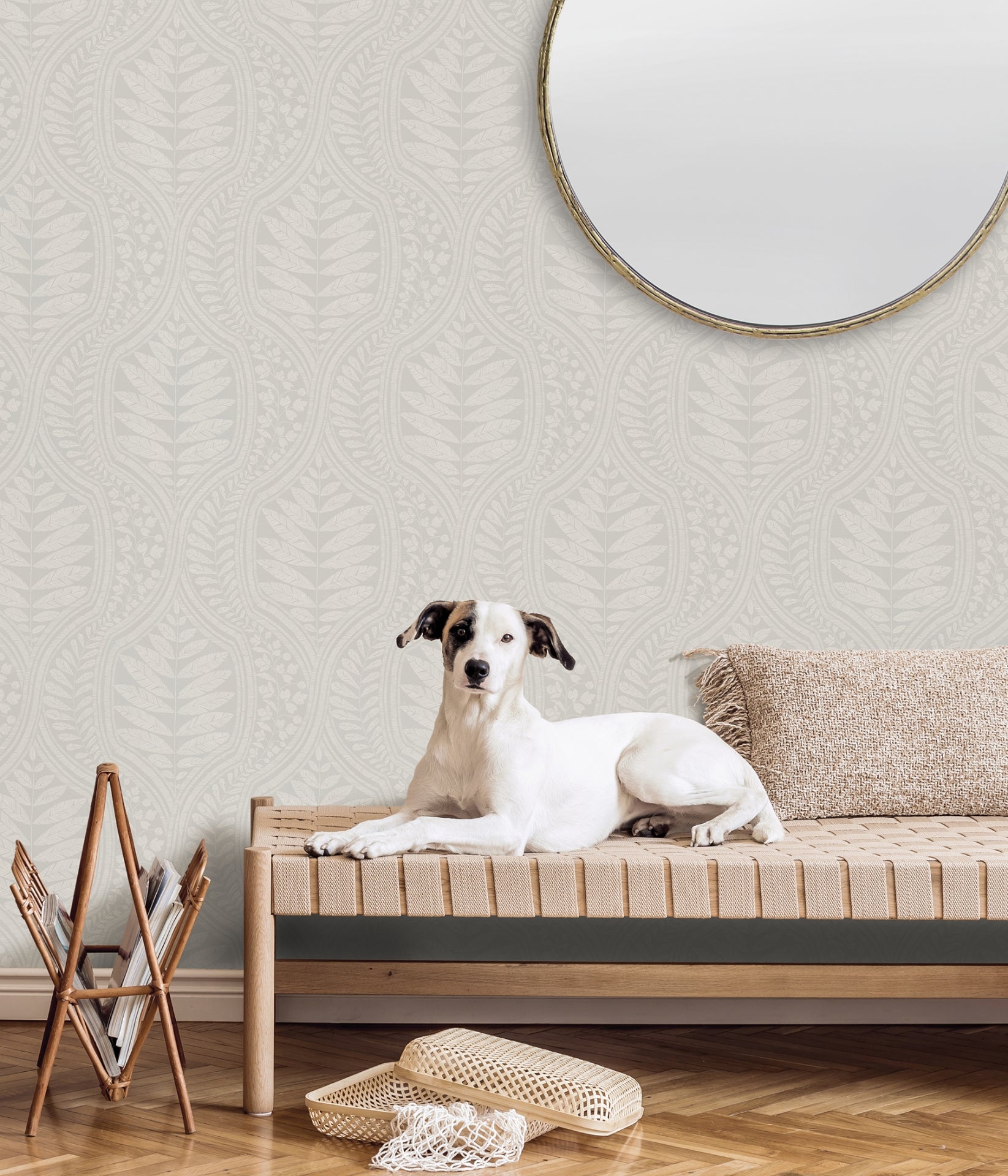 Grey Foliate Peel and Stick Wallpaper - Brewster Wallcovering