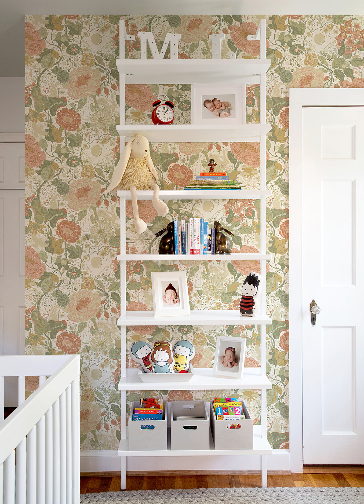 Växa Green Rabbits & Rosehips Wallpaper - Brewster Wallcovering