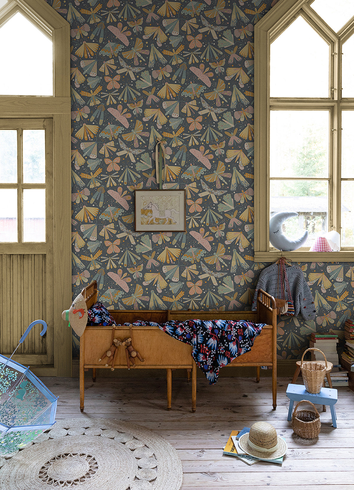 Flyga Blue Butterfly Bonanza Wallpaper  | Brewster Wallcovering - The WorkRm