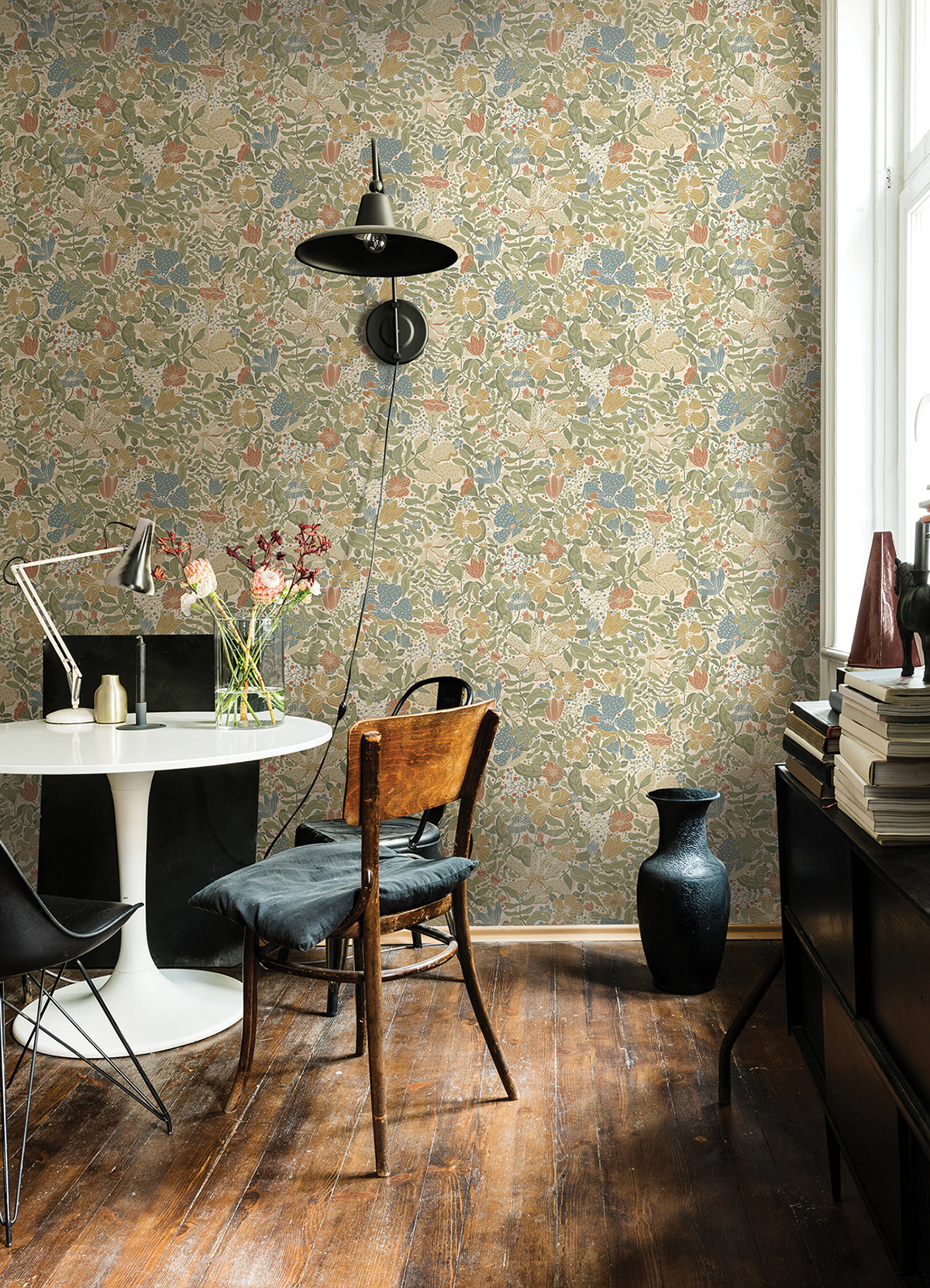 Midsommar Light Green Floral Medley Wallpaper - Brewster Wallcovering