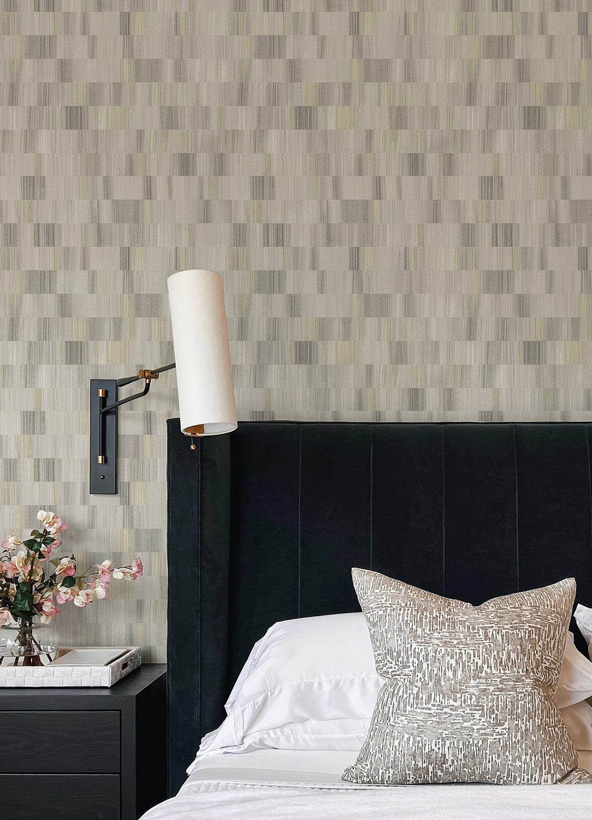 Flicker Light Grey Horizontal Textured Stripe Wallpaper  | Brewster Wallcovering - The WorkRm