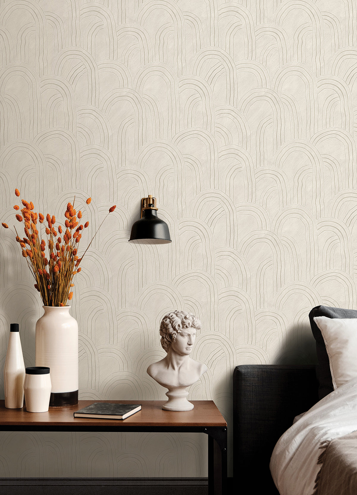 Cabo Cream Rippled Arches Wallpaper  | Brewster Wallcovering - The WorkRm