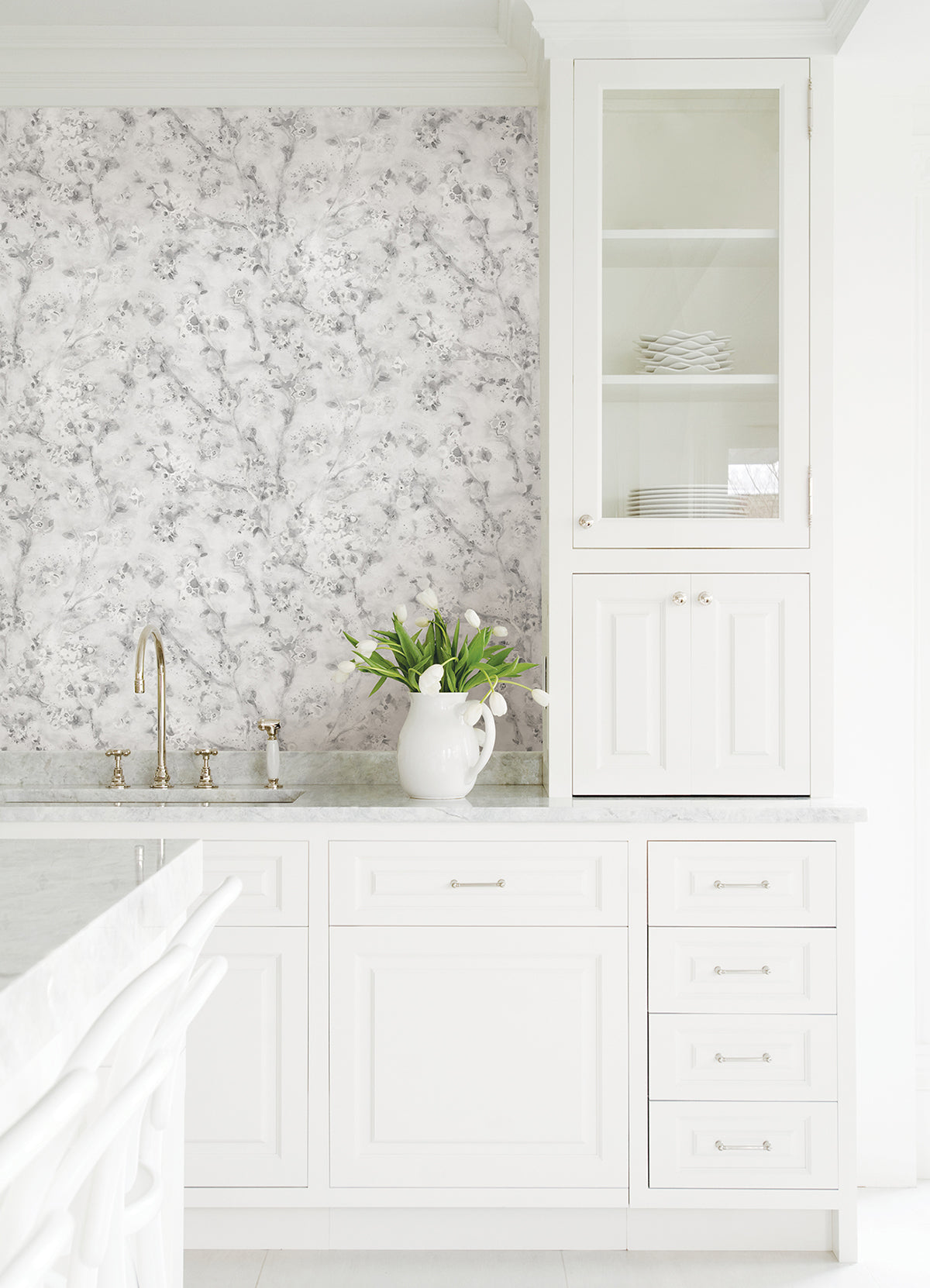 Grey Hana Botanical Peel and Stick Wallpaper  | Brewster Wallcovering - The WorkRm