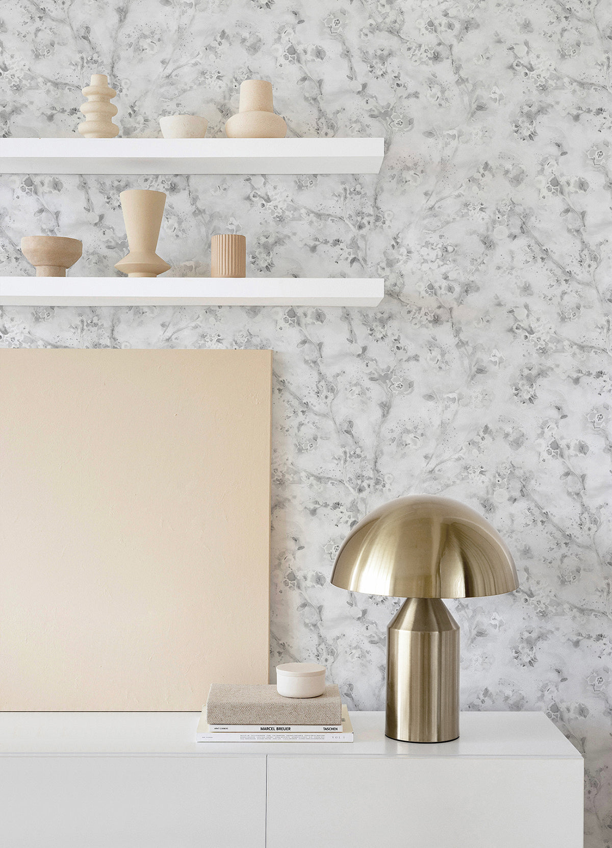 Grey Hana Botanical Peel and Stick Wallpaper  | Brewster Wallcovering - The WorkRm