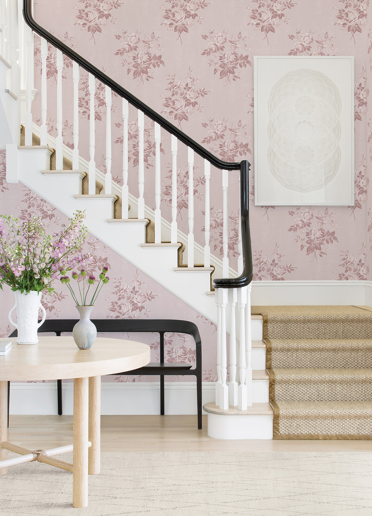 Blush Rosecliff Flower Peel and Stick Wallpaper  | Brewster Wallcovering - The WorkRm