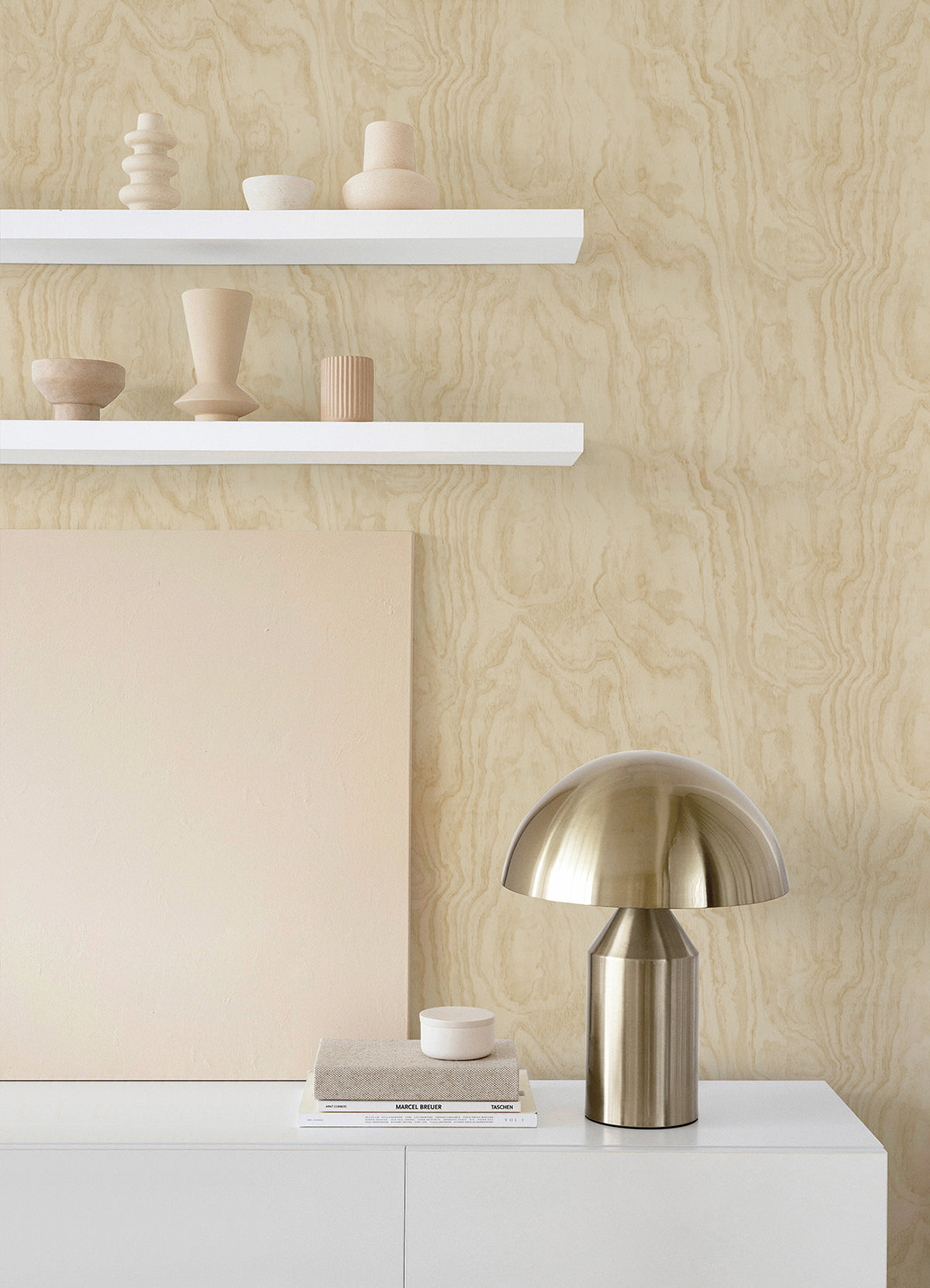 Tan Sloane Wood Peel and Stick Wallpaper - Brewster Wallcovering