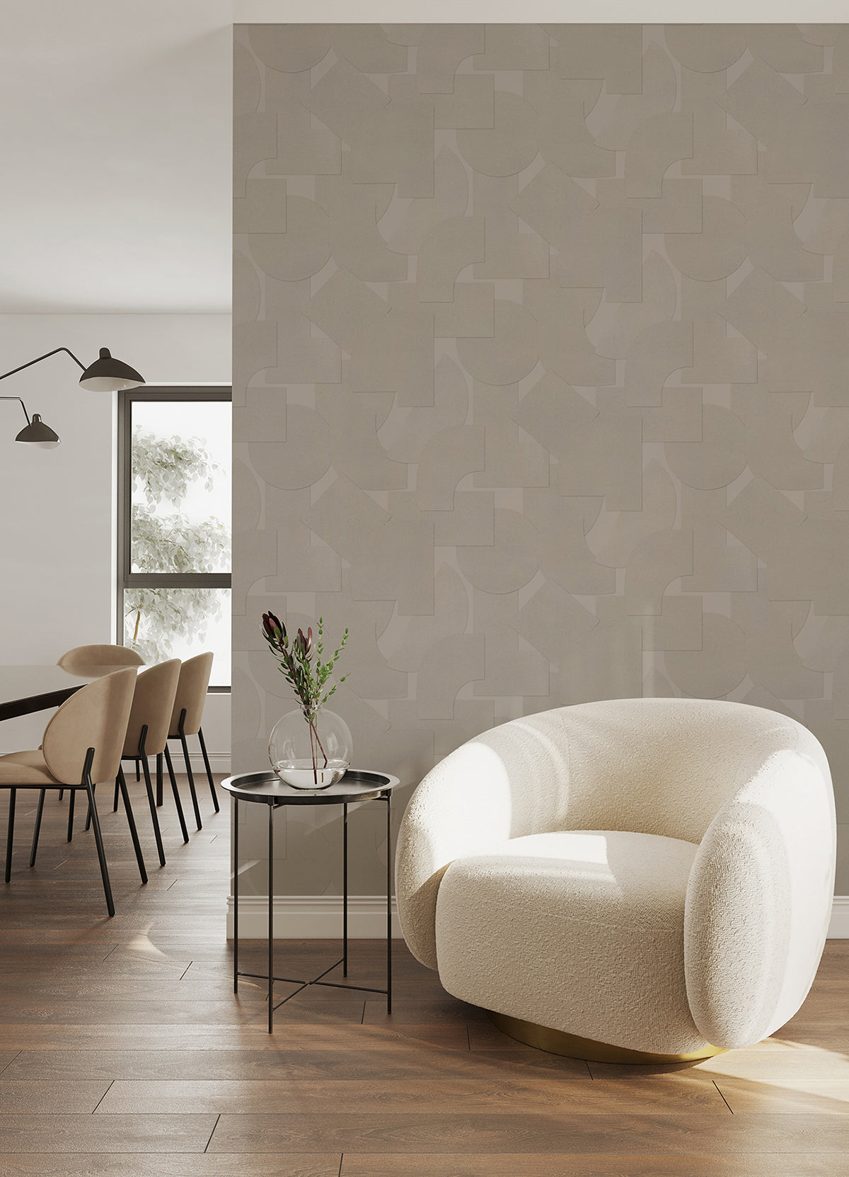 Taupe Bas Geometric Peel and Stick Wallpaper - Brewster Wallcovering