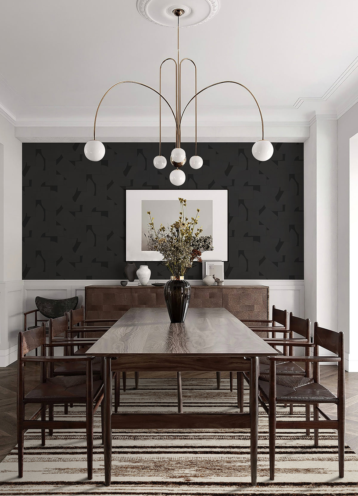 Black Bas Geometric Peel and Stick Wallpaper - Brewster Wallcovering